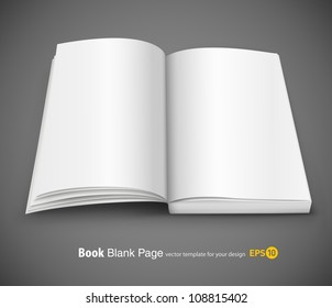 Open Spread Of Book With Blank White Pages Vector Illustration Gradient Mesh Used EPS10. Transparent Objects Used For Shadows And Lights Drawing.