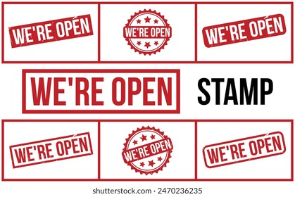 We’re Open Stamp. Red We’re Open Rubber grunge Stamp set