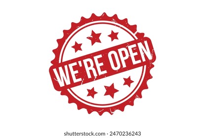 We’re Open Stamp. Red We’re Open Rubber grunge Stamp