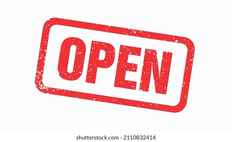Open stamp text letters. Concept for reopening after a crisis or corona crisis on white background. Vector illustration. Eps 10 vector file.