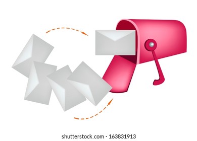 Open Standard Mailbox or Letter Box with Envelopes, Mailbox Is A Private Receptacle for Incoming Mail. 