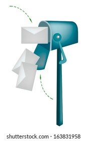 An Open Standard Mailbox or Letter Box with Envelopes, Mailbox Is A Private Receptacle for Incoming Mail. 