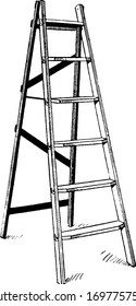 Open Stepladder, vintage engraved illustration.