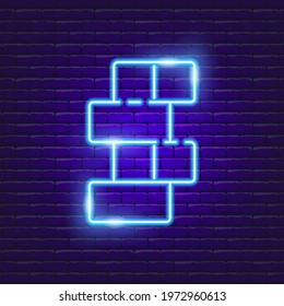 Open storage shelves neon sign. Vector illustration for the design of advertising, catalog, banner, signboard. Furniture concept.
