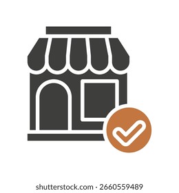 Abra el tono dual de la tienda, mini icono de la ilustración. uso para el concepto moderno, impresión, UI, kit de UX, Web y desarrollo del App. Vector relacionado con el comercio, el comercio minorista, el marketing y las compras.

