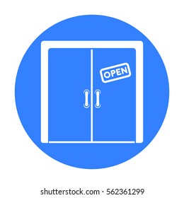 Open store icon in black style isolated on white background. E-commerce symbol stock vector illustration.
