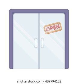 Open store icon in cartoon style isolated on white background. E-commerce symbol stock vector illustration.