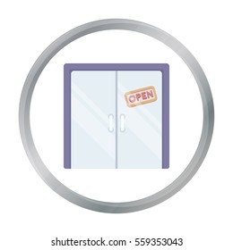 Open store icon in cartoon style isolated on white background. E-commerce symbol stock vector illustration.