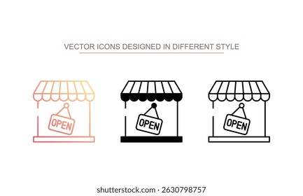 Diseño de icono de tienda abierta con ilustración de stock de fondo blanco