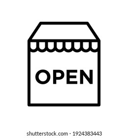 Open Store icon outline style for your web design, logo, UI. illustration.
