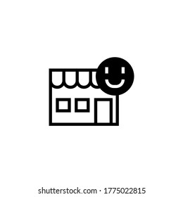 Open store icon, shop open icon in black flat glyph, filled style isolated on white background