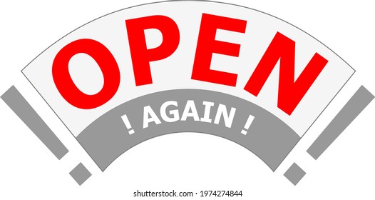 Open Store Sign for Shop. Simple dynamic open again sign in red color, vector illustration.