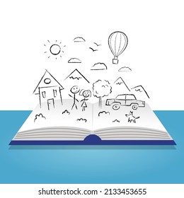 Open Story Book filled with Ideas