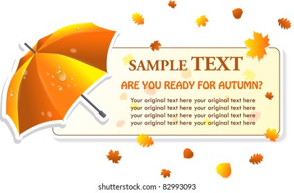 Open striped umbrella (sticker), vector illustration