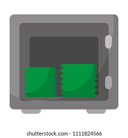 open strong box with dollar bills