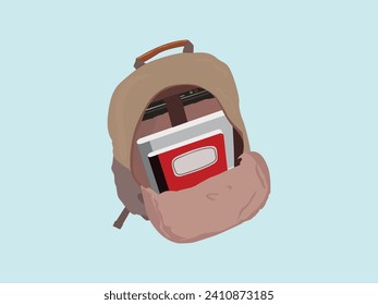 open study bag with notebooks and laptops