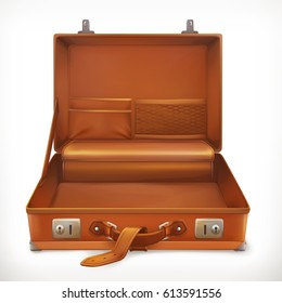 Open Suitcase, 3d Vector Icon