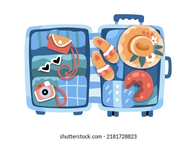 Open suitcase, getting ready for a trip