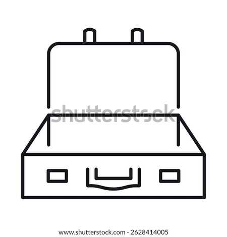 Open suitcase icon representing travel, packing, and adventure for design and planning needs