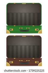 Open suitcase set on a white background. Vector illustration.