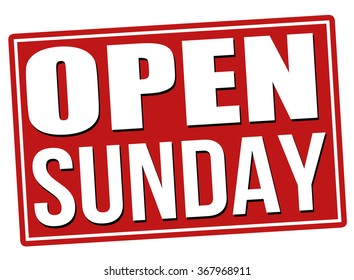 Open sunday  banner or label for business promotion on white background,vector illustration