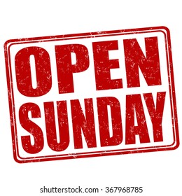 Open sunday grunge rubber stamp on white background, vector illustration