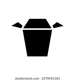 Open Sushi box vector icon isolated. Black silhouette of a device for Chinese food.