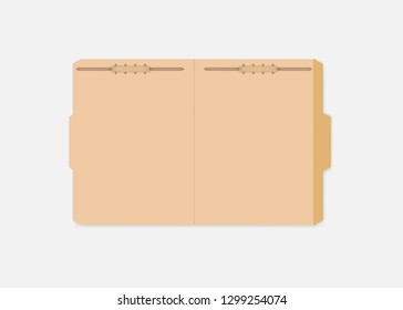 Open Tabbed File Folder With Interior Document Holder, Vector Mock-up. Letter Size.