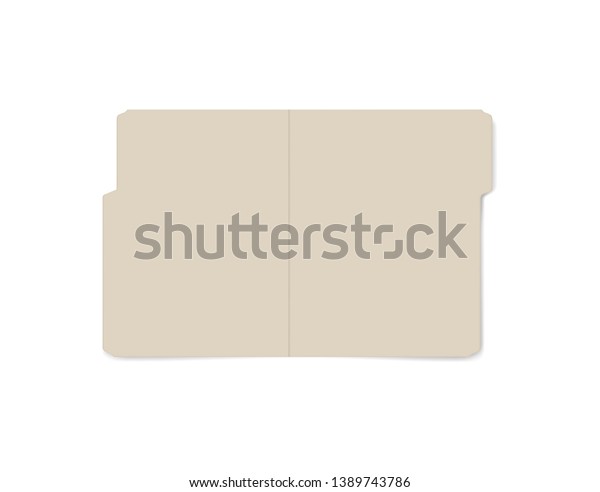 Open tabbed\
file folder isolated on white background, realistic mockup. Letter\
size manila folder, vector\
template.