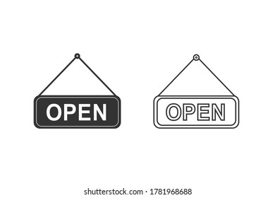 Open Tag line icon set on white. Vector