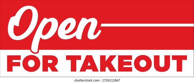 Open For Takeout Banner | Large Format Restaurant Signage | Bright Red Carry Out Sign