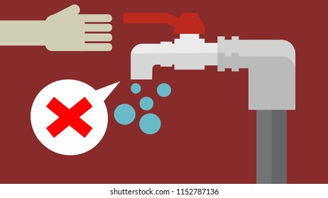 Open tap with water shortage