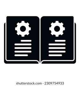 Open technical book icon simple vector. Paper manual. Help project