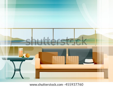 Open terrace at the seaside in the summer