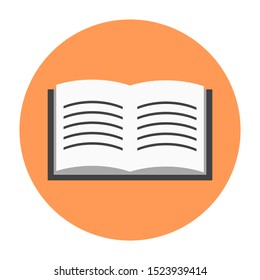 open text book icon on orange color logo isolated on white background. vector illustration