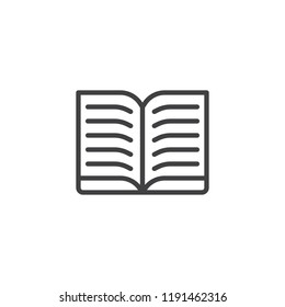Open text book outline icon. linear style sign for mobile concept and web design. Reading book pages simple line vector icon. Manual symbol, logo illustration. Pixel perfect vector graphics