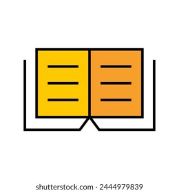 Open text book vector icon
