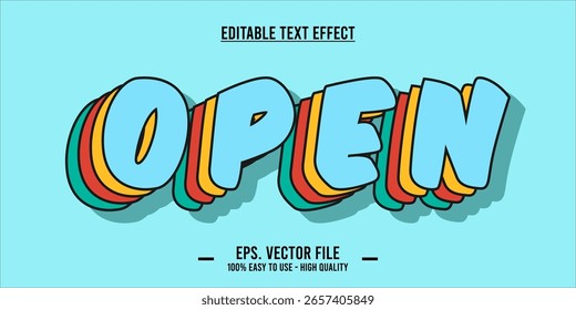 Projeto de modelo de efeito de texto ABERTO com estilo moderno e abstrato uso para marca e logotipo de negócios