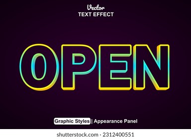 open text effect with yellow graphic style and editable.