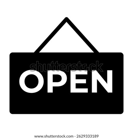 Open Text Fill Icon. Black and White Open Text Symbol