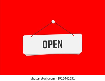 open text on door sign
