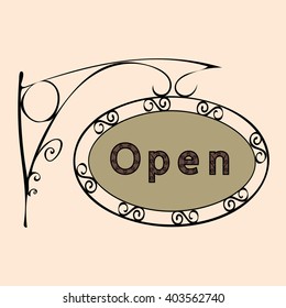 open text on vintage street sign