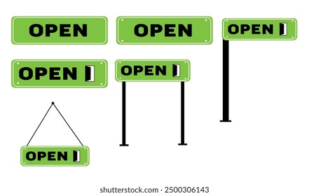 Open text sign vector illustration for use.