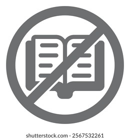 Open textbook ban solid icon, prohibited elements concept. Vector graphics. Book reading forbidden sign on white background, glyph style icon for mobile or web design