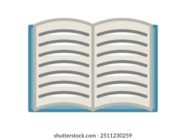 Open textbook with blue cover
