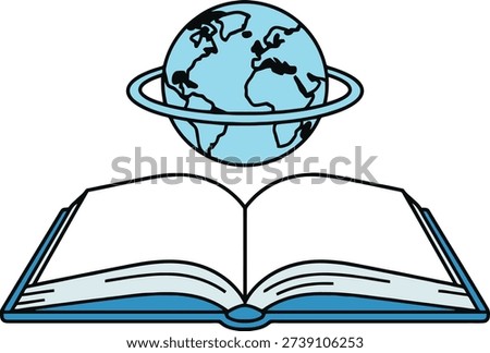 An open textbook with a detailed Earth globe floating above, signifying comprehensive global education and accessible worldwide knowledge.