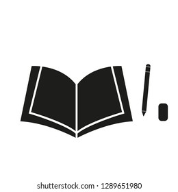  open textbook with pencil vector icon eps10