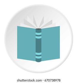 Open thick book icon in flat circle isolated vector illustration for web