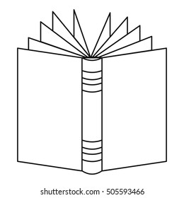 Open thick book icon. Outline illustration of open thick book vector icon for web