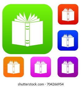 Open thick book set icon in different colors isolated vector illustration. Premium collection